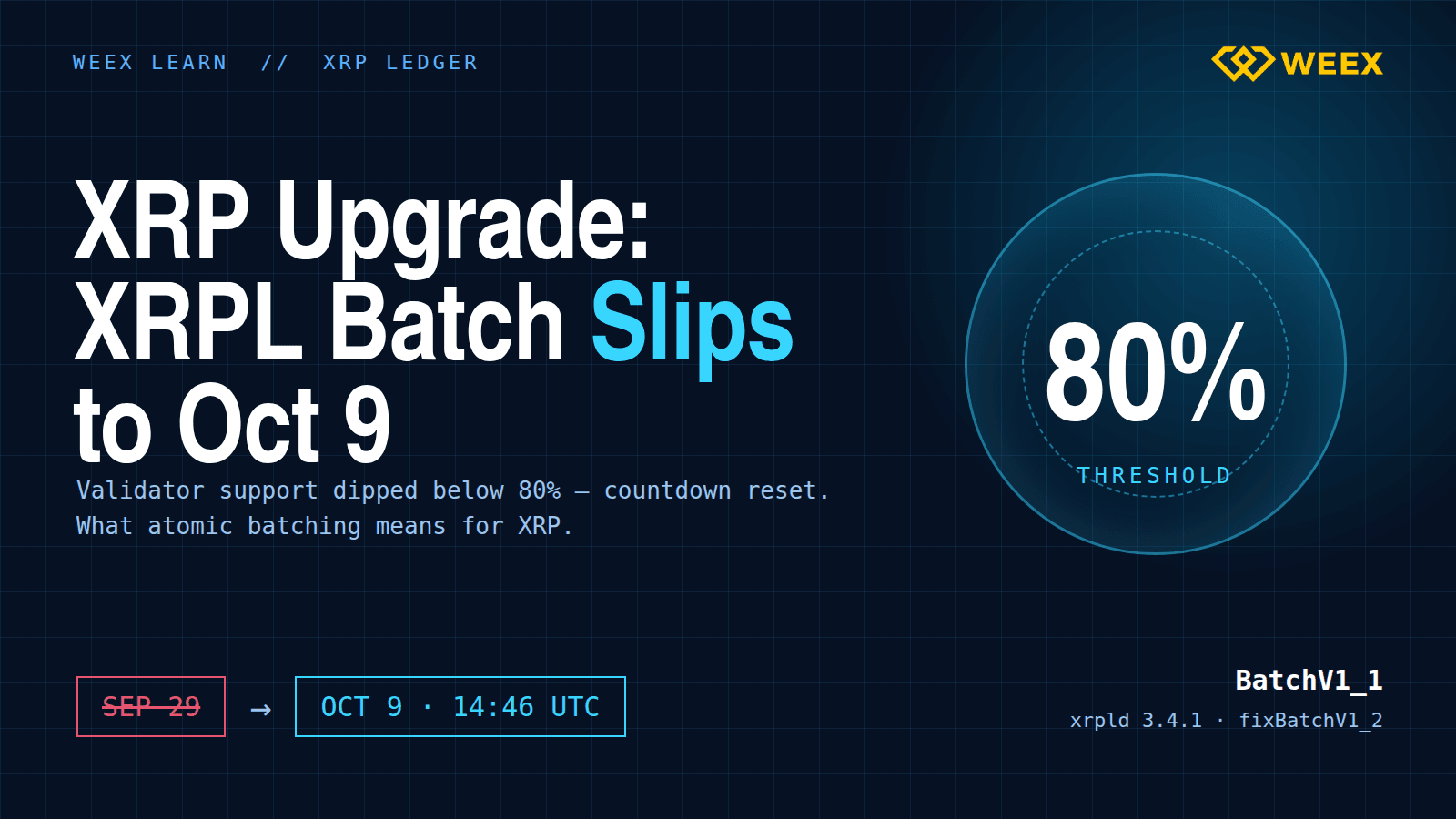 XRP Upgrade Update: XRPL Batch Slips to Oct 9 and What Changes