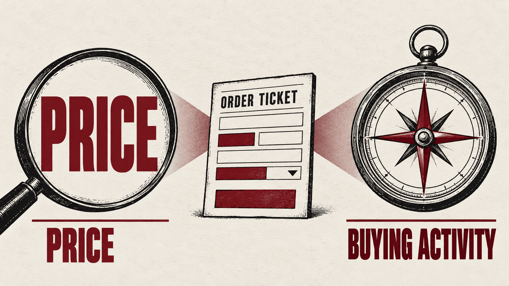 Price and buying-activity illustrations showing two separate analytical perspectives on a futures market