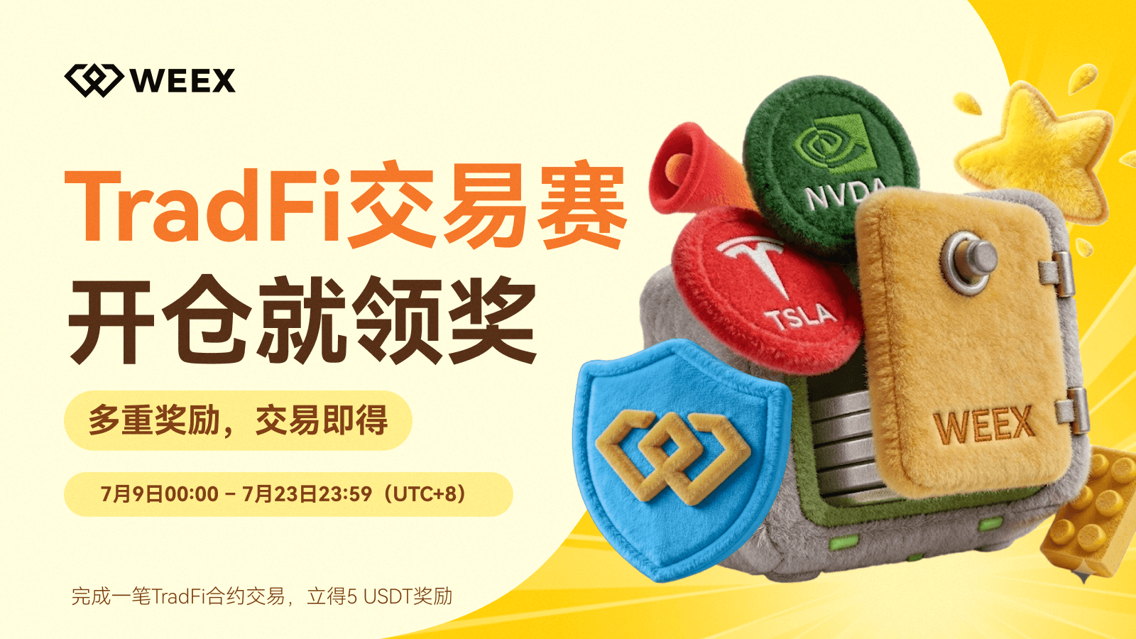 WEEX TradFi交易赛火热开启，5万USDT奖池先到先得，开仓即送5 U