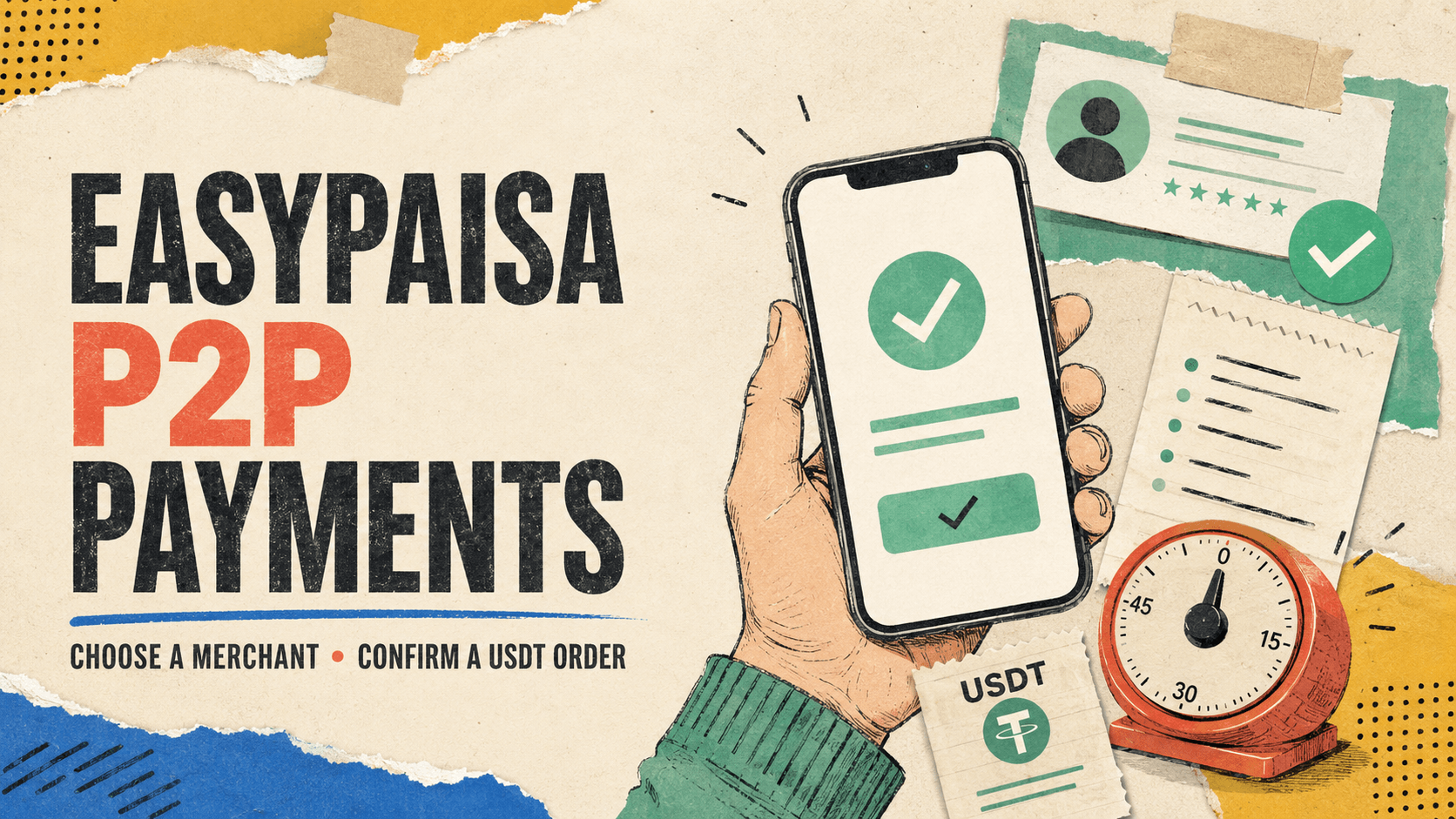 Easypaisa P2P 支付:如何选择商家并确认 USDT 订单