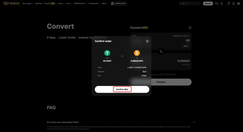 How to Use WEEX Convert on the Web 3
