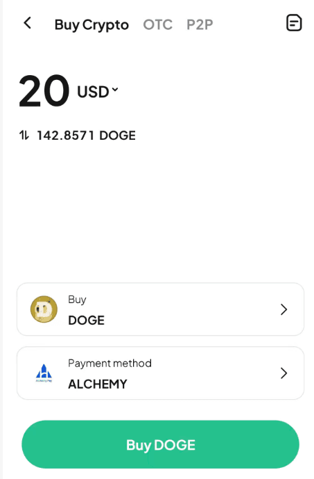 步骤2: 如何在WEEX场外交易用美元买入DOGE? 应用程序版本