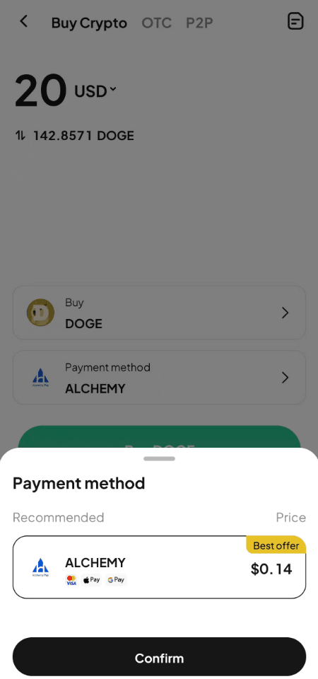 步骤3: 如何在WEEX场外交易用美元买入DOGE? 应用程序版本