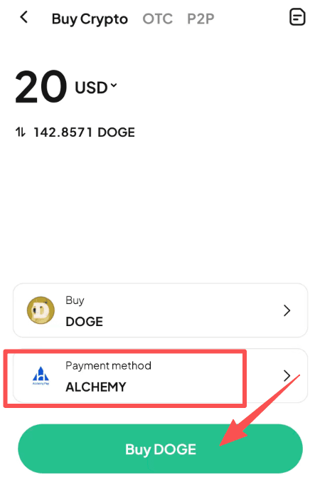 步骤4: 如何在WEEX场外交易用美元买入DOGE? 应用程序版本