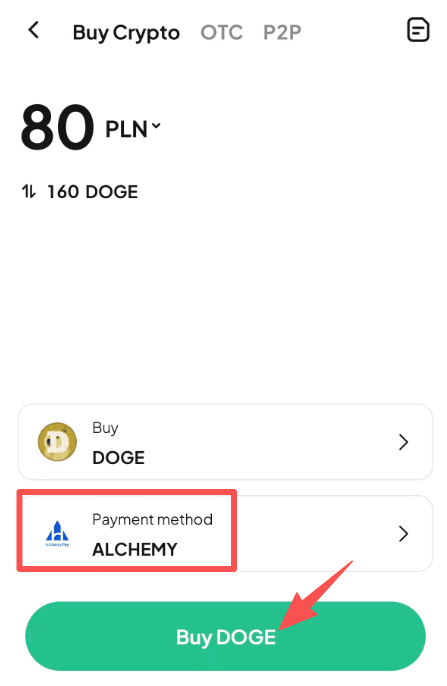 第四步:如何在WEEX OTC上买入DOGE with PLN? 应用程序版本