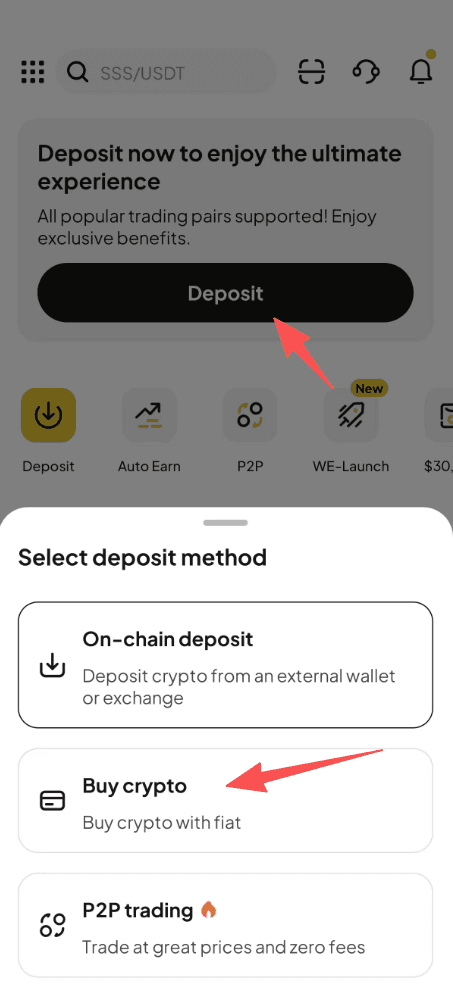 How to Buy BTC OTC with Debit card on WEEX Platform-APP Version-Step1