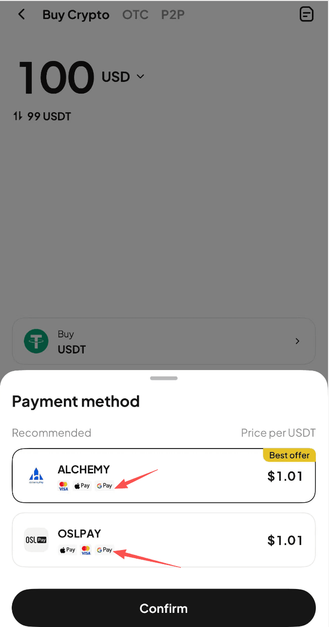 How to Buy crypto with Google Pay on WEEX OTC-APP Version-Step3